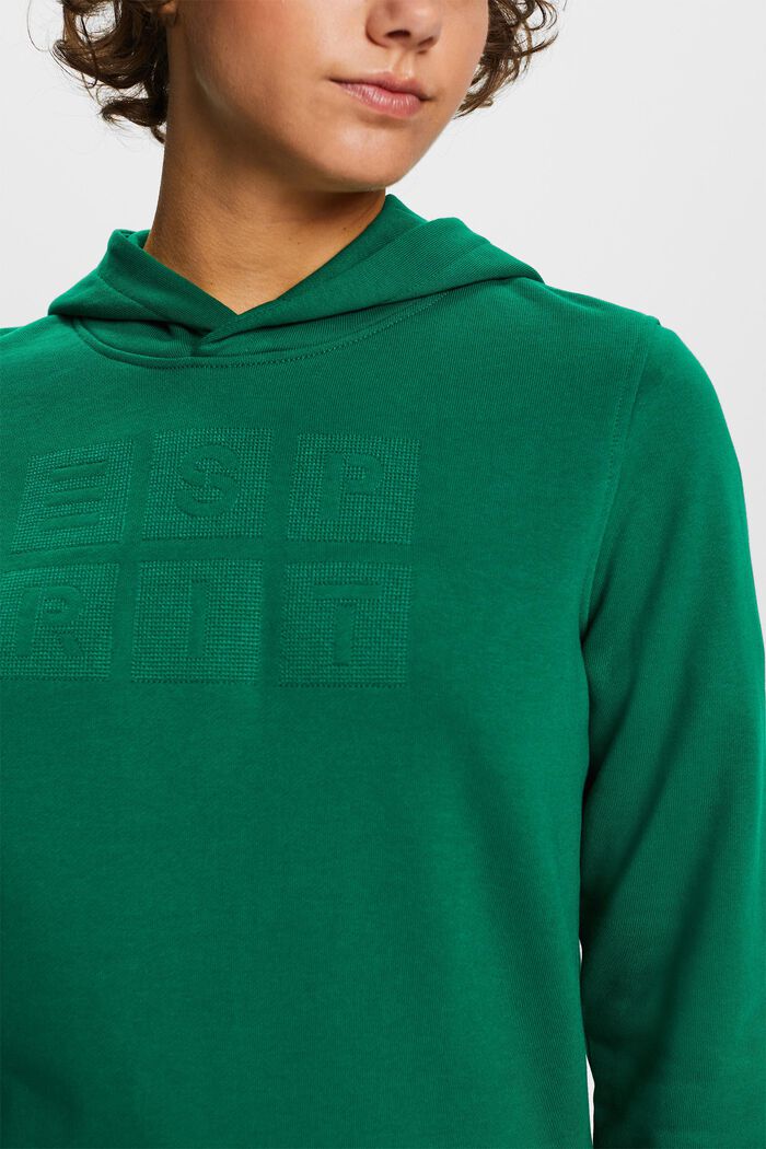 Embroidered logo hoodie, organic cotton, DARK GREEN, detail image number 2