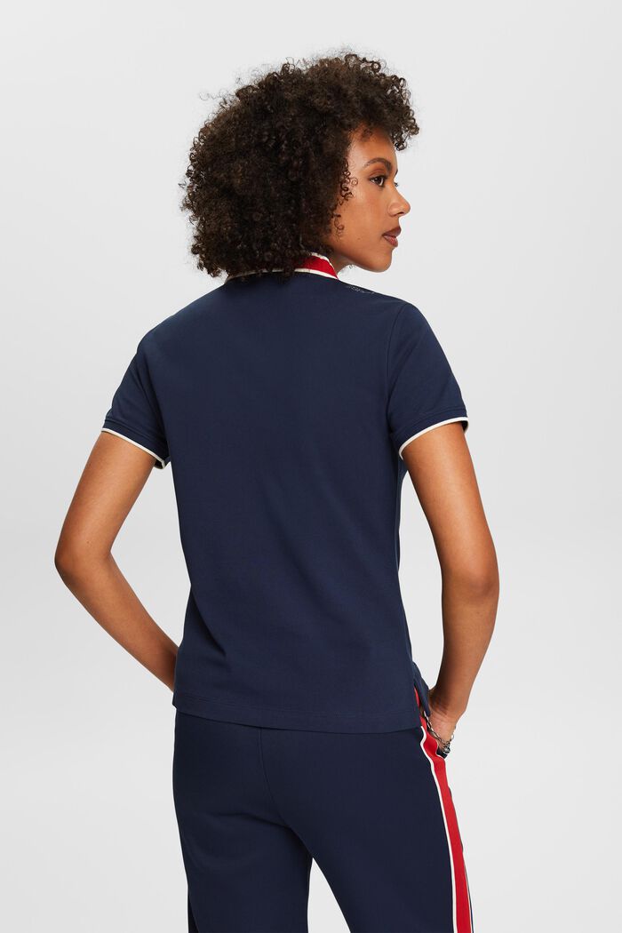 Cotton Short-Sleeve Polo Shirt, NAVY, detail image number 2
