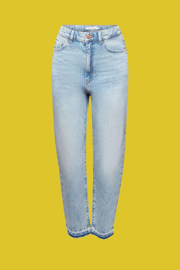 High-rise 90s fit frayed hem jeans, BLUE MEDIUM WASHED, detail image number 6