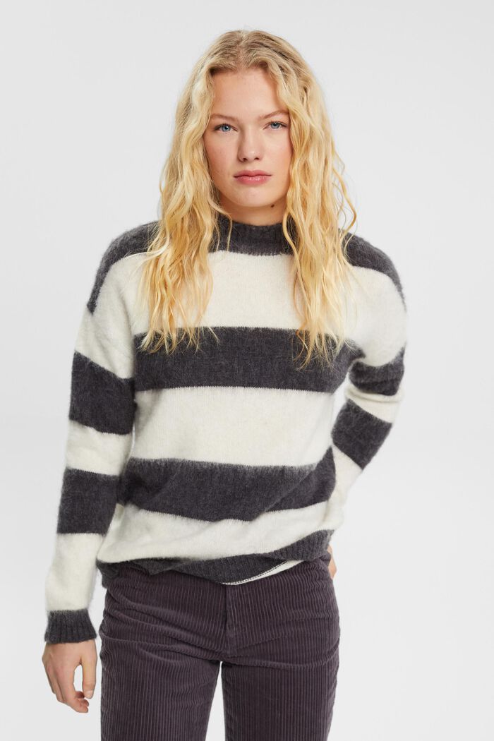 Striped wool blend jumper, OFF WHITE, detail image number 0