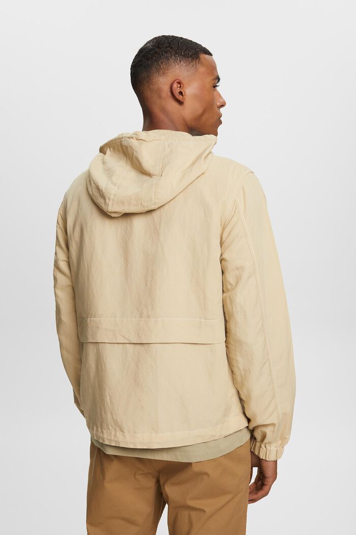 Transitional jacket with a hood, linen blend, SAND, detail image number 3