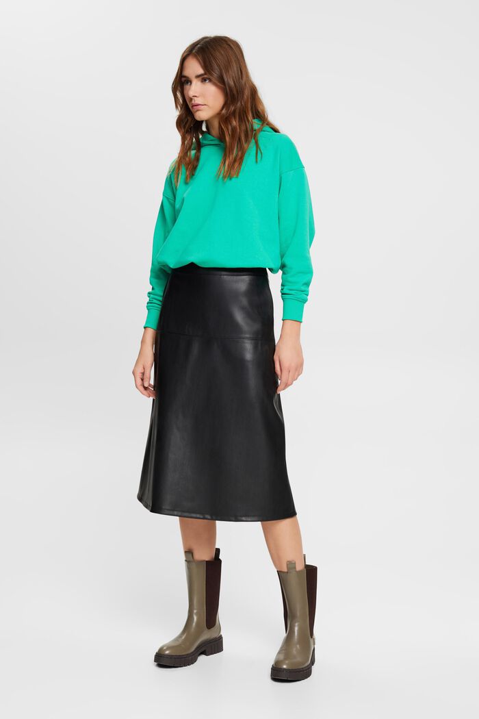 CURVY Faux leather midi skirt, BLACK, detail image number 2