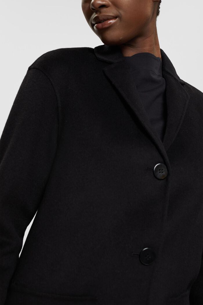 Recycled wool blend coat, BLACK, detail image number 2