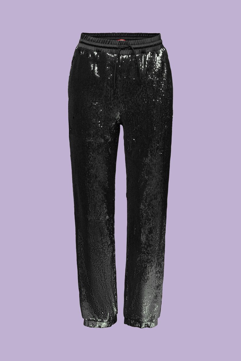 Sequined Satin Pants