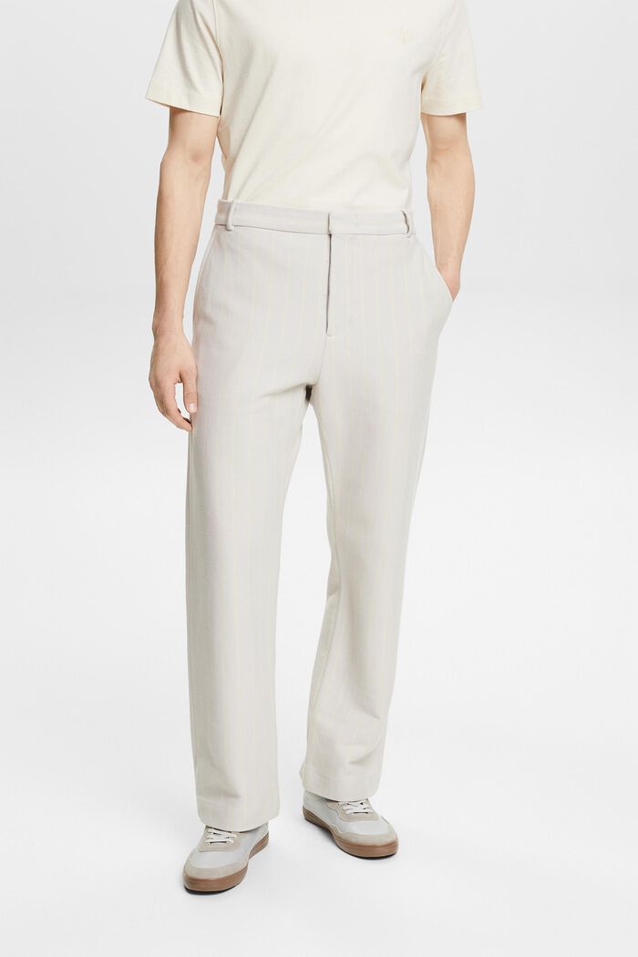 Cotton Pique Pinstripe Suit Pants, LIGHT GREY, detail image number 0