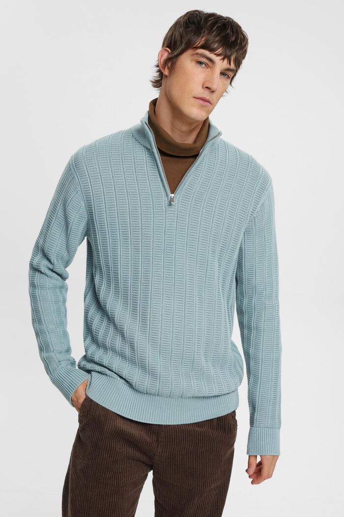 Chunky half-zip jumper, GREY BLUE, detail image number 0