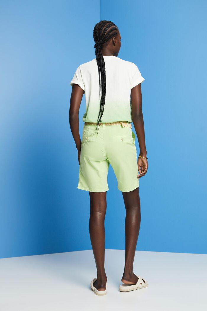 Shorts with braided raffia belt, CITRUS GREEN, detail image number 3