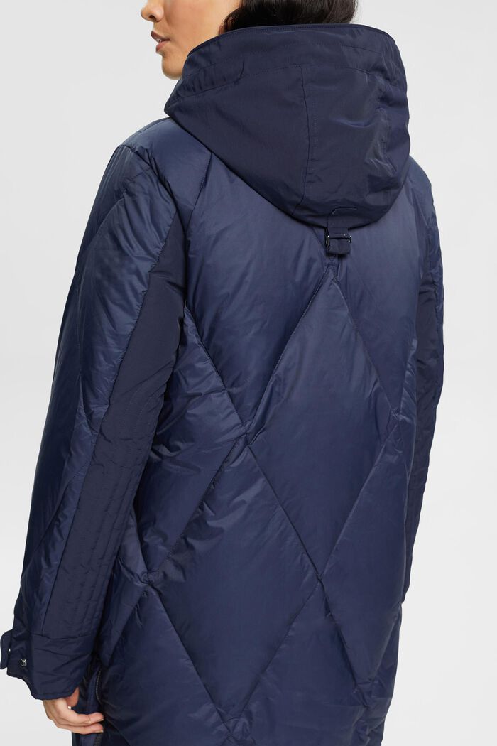 Quilted down coat with detachable hood, NAVY, detail image number 4