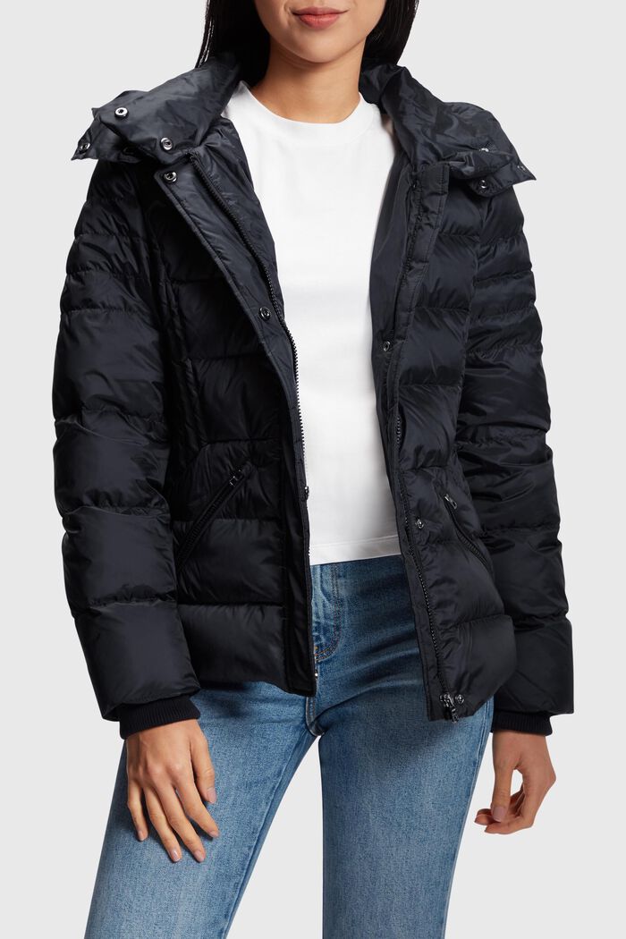 Quilted jacket with detachable hood, BLACK, detail image number 0