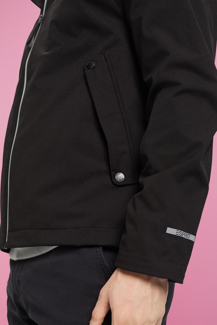 Softshell jacket with a hood, BLACK, detail image number 2