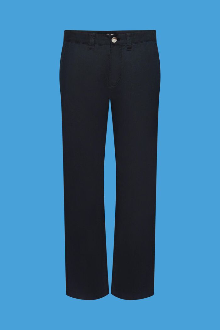 Cotton and linen blended trousers, BLACK, detail image number 6