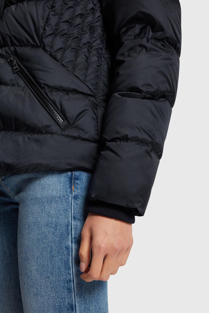 Quilted jacket with detachable hood, BLACK, detail image number 3