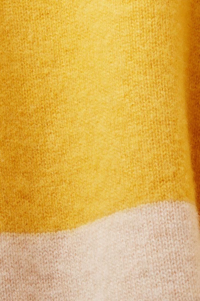 Cashmere Striped Turtleneck Sweater, YELLOW, detail image number 5