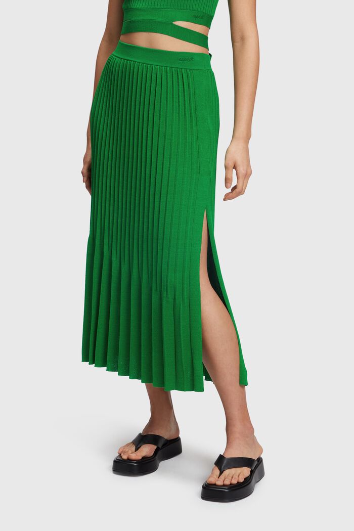 Pleated midi skirt, GREEN, detail image number 0