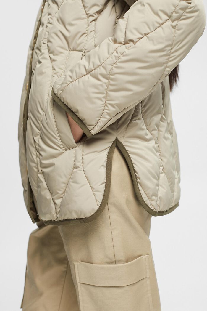 Quilted collarless jacket, PALE KHAKI, detail image number 2