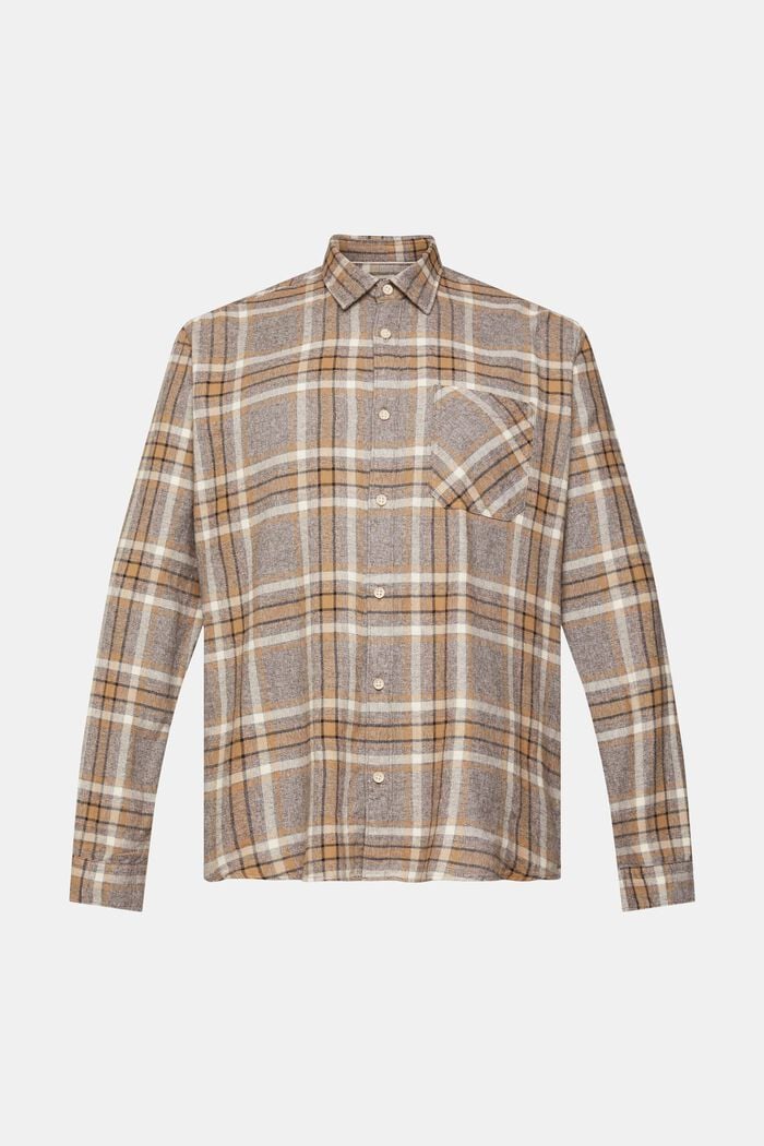 Checked flannel shirt, DARK BROWN, detail image number 6
