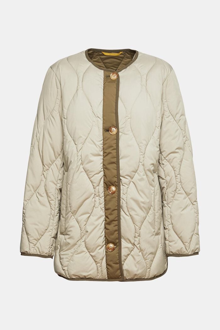 Quilted collarless jacket, PALE KHAKI, detail image number 7