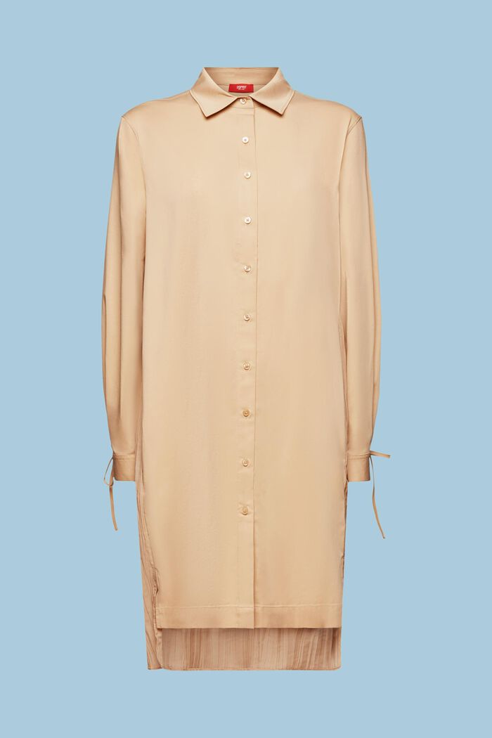 Crinkled Midi Shirt Dress, SAND, detail image number 6
