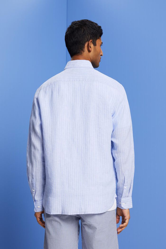 Striped shirt, 100% linen, LIGHT BLUE LAVENDER, detail image number 3