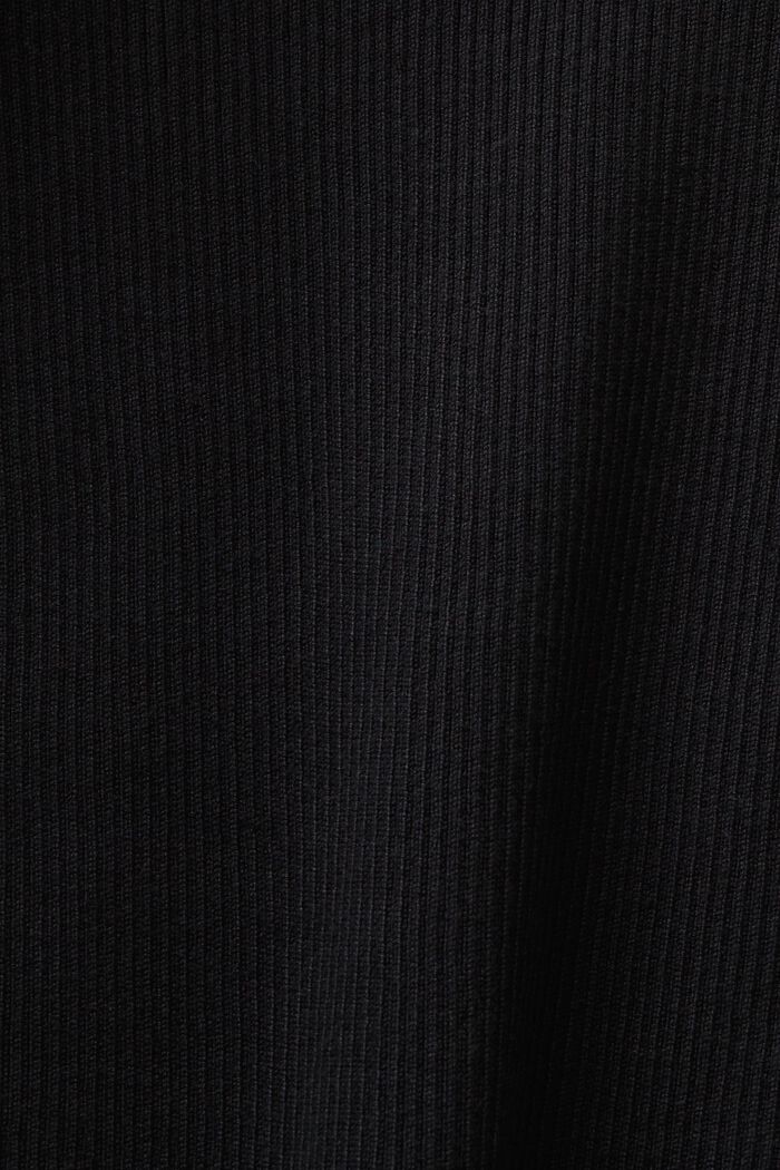 Rib-Knit Crewneck  Sweater, BLACK, detail image number 5