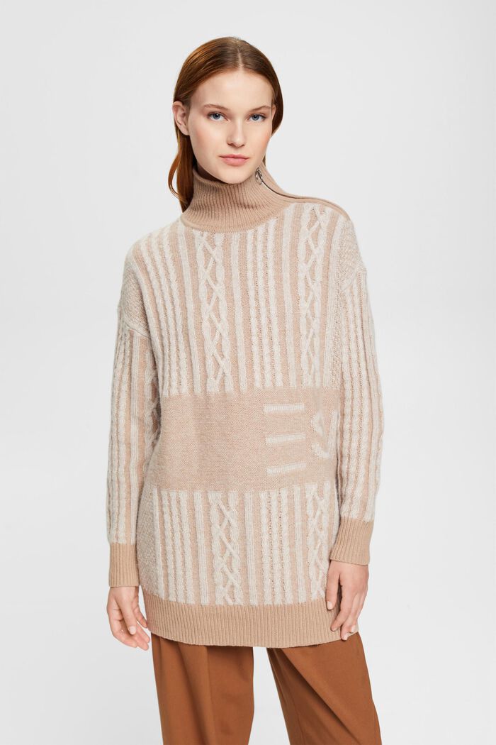 Long wool blend jumper, LIGHT BEIGE, detail image number 1
