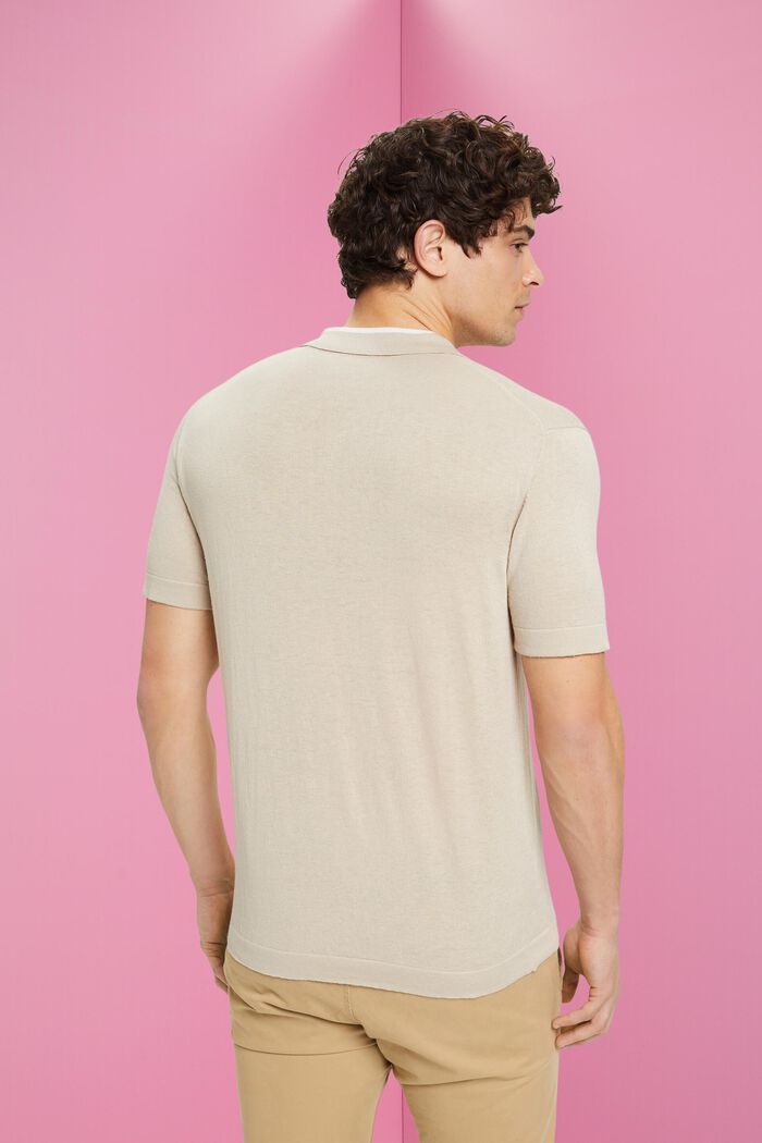 Blended TENCEL and sustainable cotton polo shirt, LIGHT TAUPE, detail image number 3