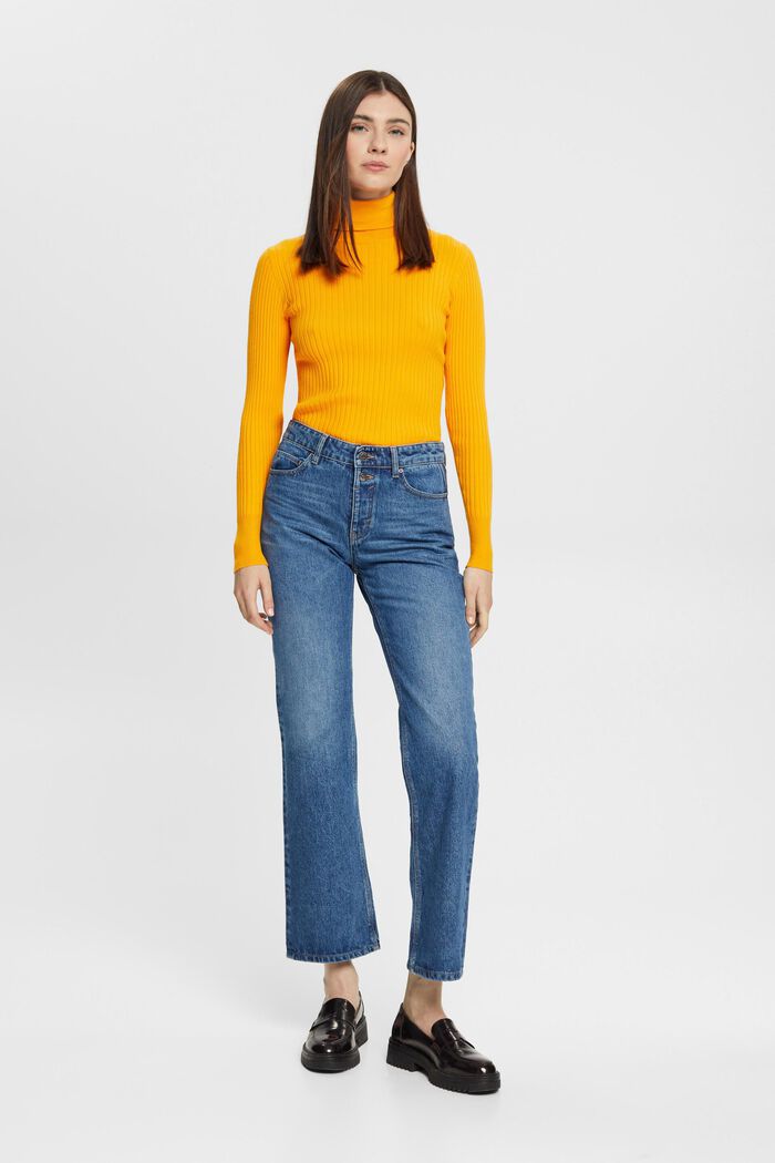 Mid-rise cropped flared stretch jeans, BLUE MEDIUM WASHED, detail image number 1