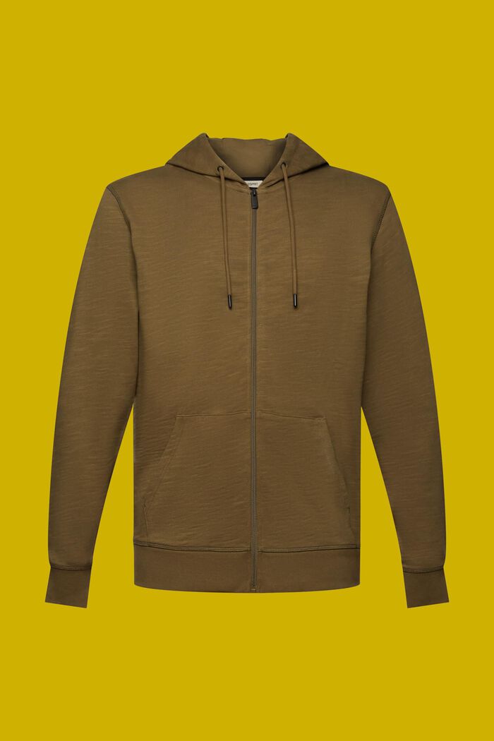 Zipper hoodie, 100% cotton, KHAKI GREEN, detail image number 6