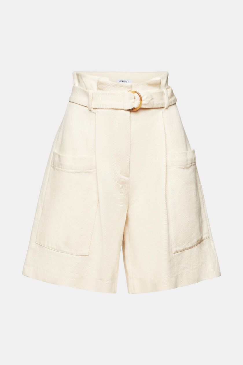 Belted High-Rise Twill Shorts