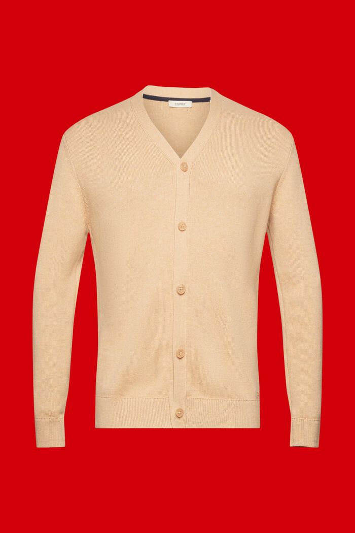 V-neck sustainable cotton cardigan, BEIGE, detail image number 6