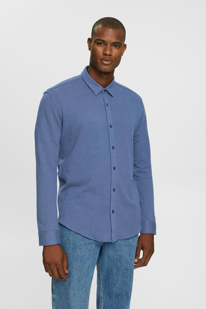 Textured shirt, DARK BLUE, detail image number 1