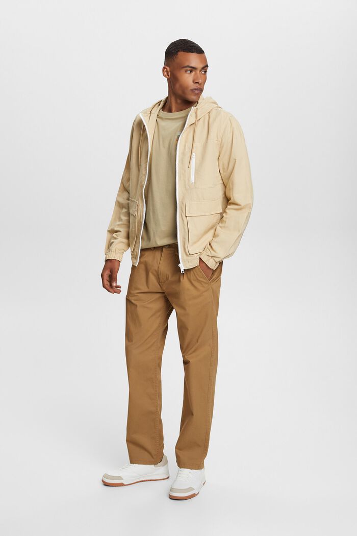 Transitional jacket with a hood, linen blend, SAND, detail image number 1