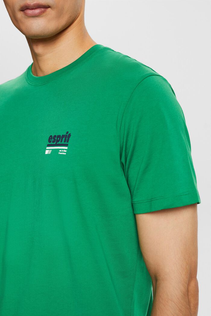 Jersey T-shirt with a retro logo print, EMERALD GREEN, detail image number 2