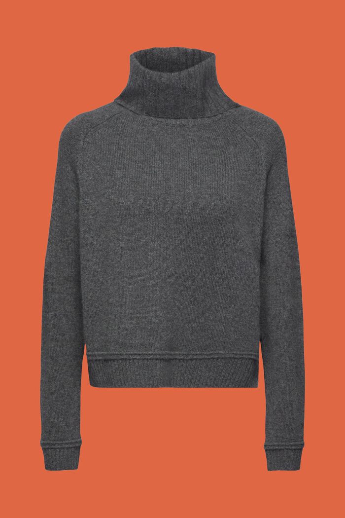 Cashmere Turtleneck Sweater, ANTHRACITE, detail image number 7