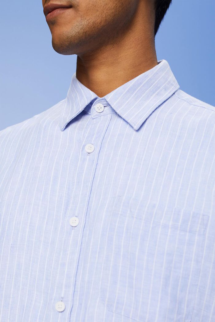 Striped shirt, 100% linen, LIGHT BLUE LAVENDER, detail image number 2