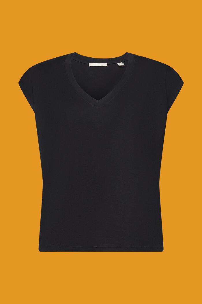 V-neck sleeve-less cotton T-shirt, BLACK, detail image number 6