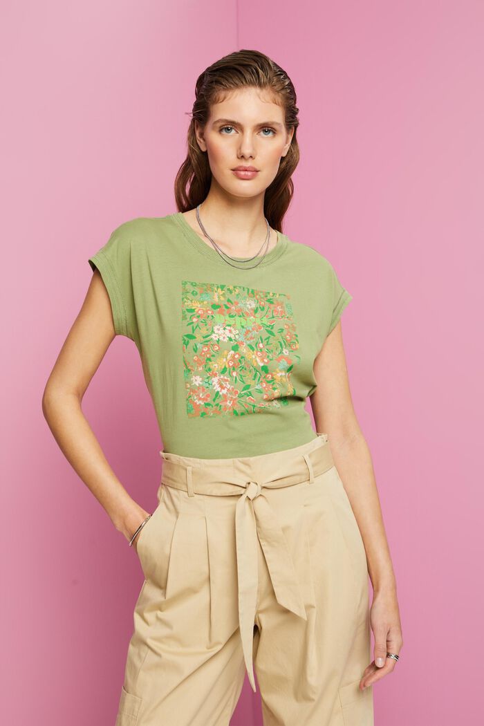 Logo t-shirt with print, PISTACHIO GREEN, detail image number 0
