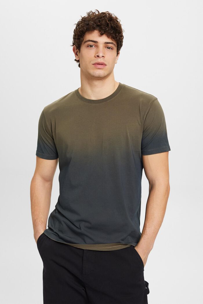Two-tone fade-dyed T-shirt, KHAKI GREEN, detail image number 0