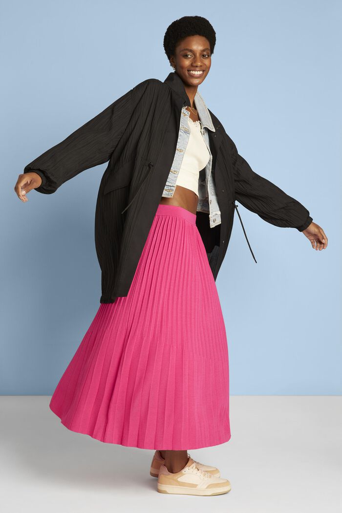 Pleated midi skirt, PINK FUCHSIA, detail image number 1