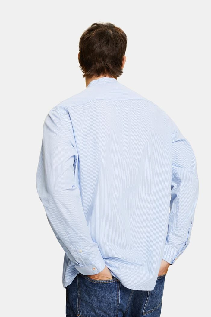 Pinstripe cotton shirt with mandarin collar, GREY BLUE, detail image number 3