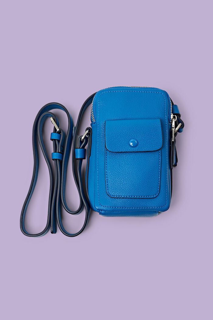 Faux Leather Phone Bag, BLUE, detail image number 0