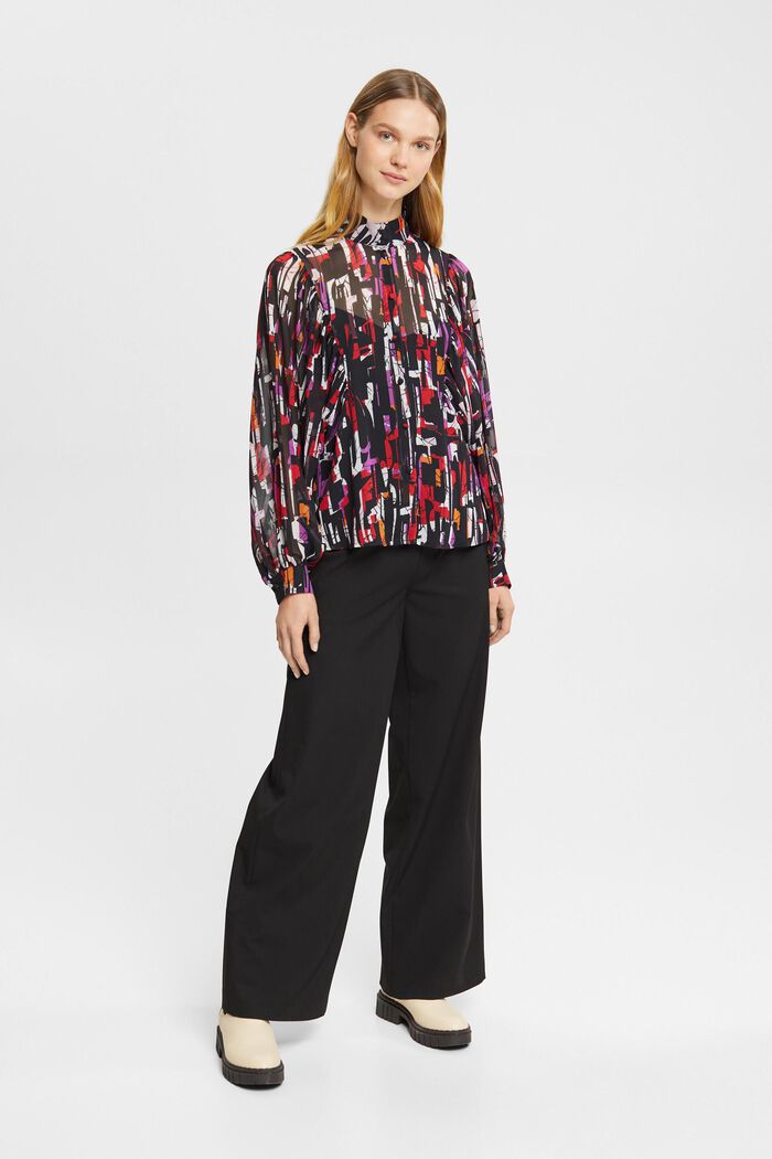 Patterned chiffon blouse, BLACK, detail image number 2