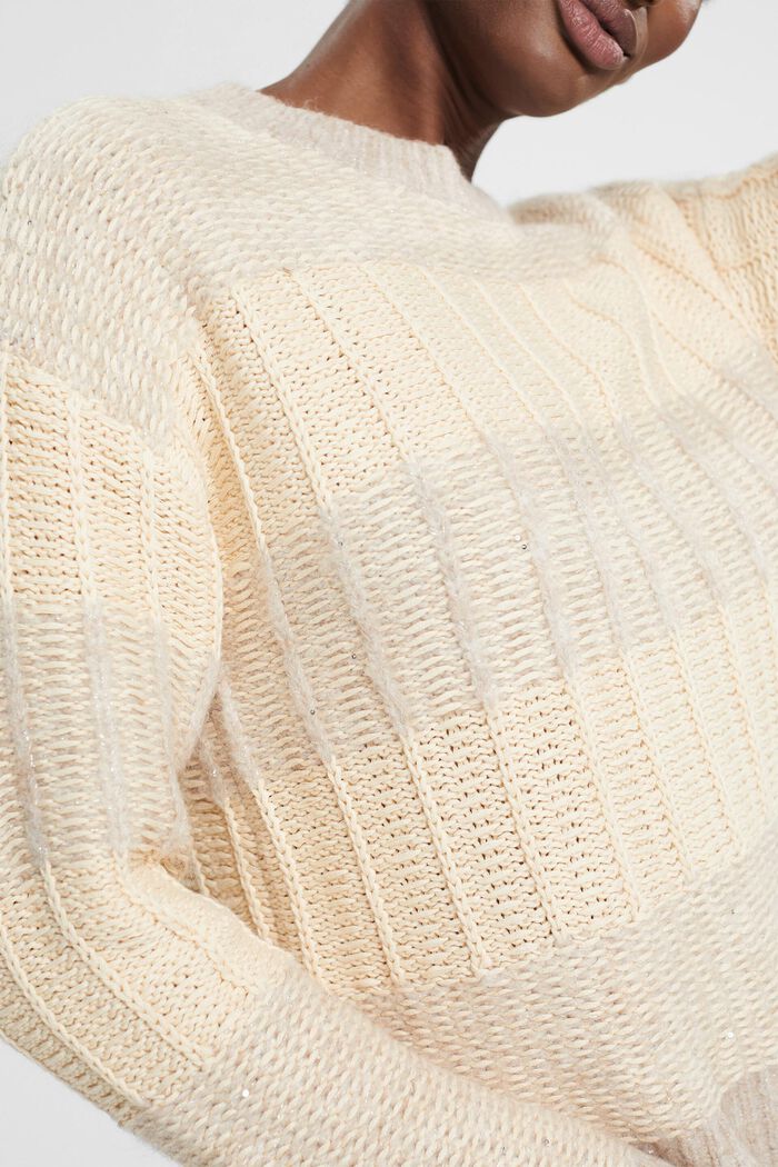 Structured jumper with sequins, OFF WHITE, detail image number 3