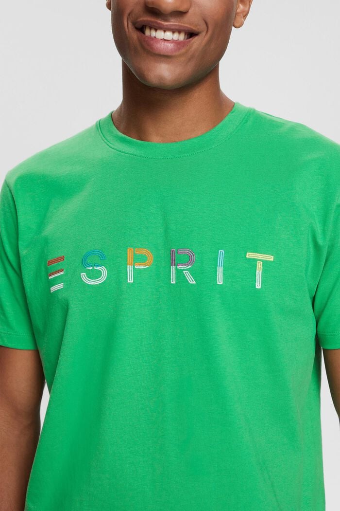 Jersey T-shirt with an embroidered logo, GREEN, detail image number 3