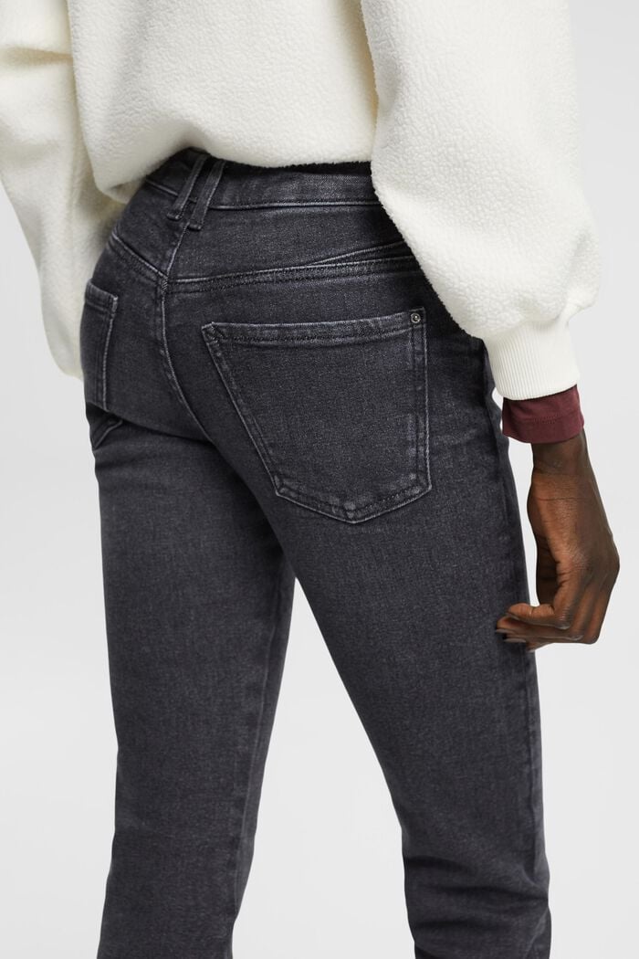 High-rise straight leg stretch jeans, GREY DARK WASHED, detail image number 3