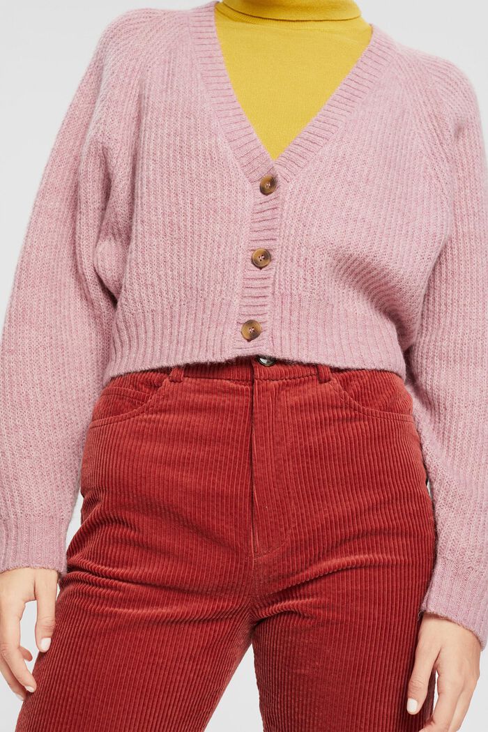 Cropped wool blend cardigan, LIGHT PINK, detail image number 2