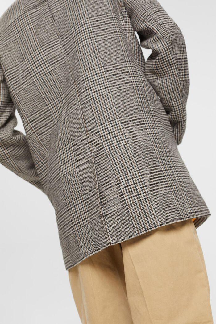 Glencheck wool blend coat, GREY, detail image number 2