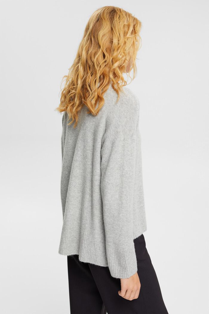 Wool blend: fluffy jumper with stand-up collar, LIGHT GREY, detail image number 5