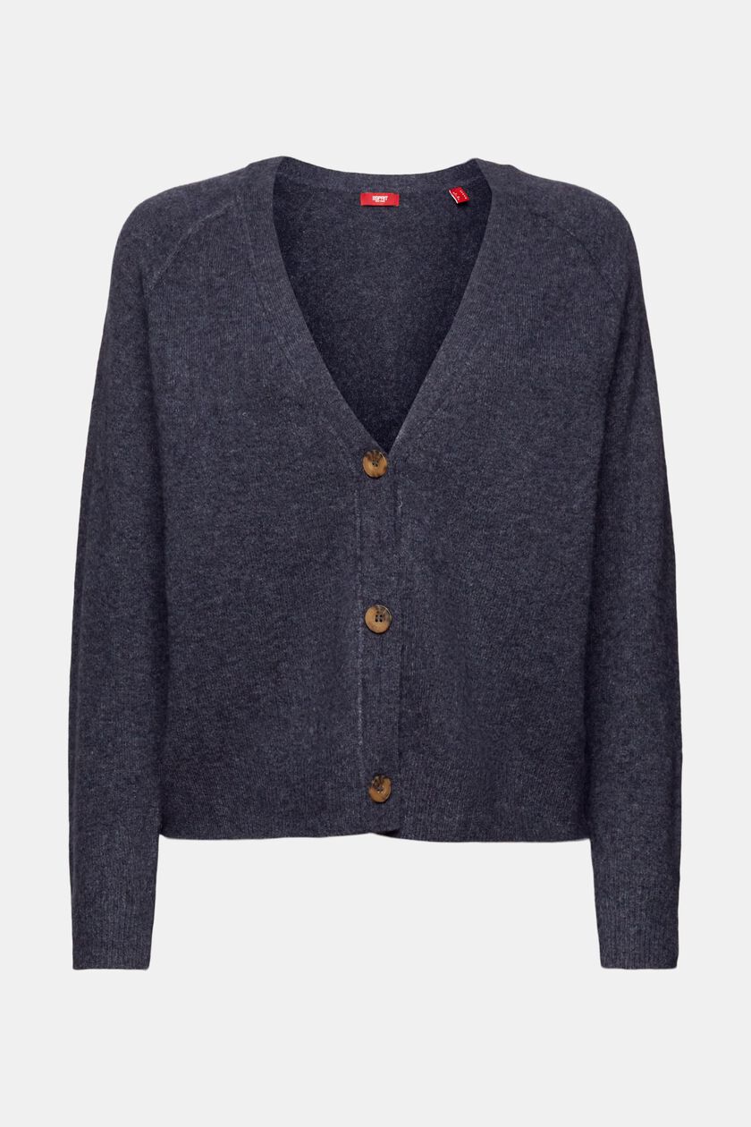 Buttoned V-neck cardigan, wool blend