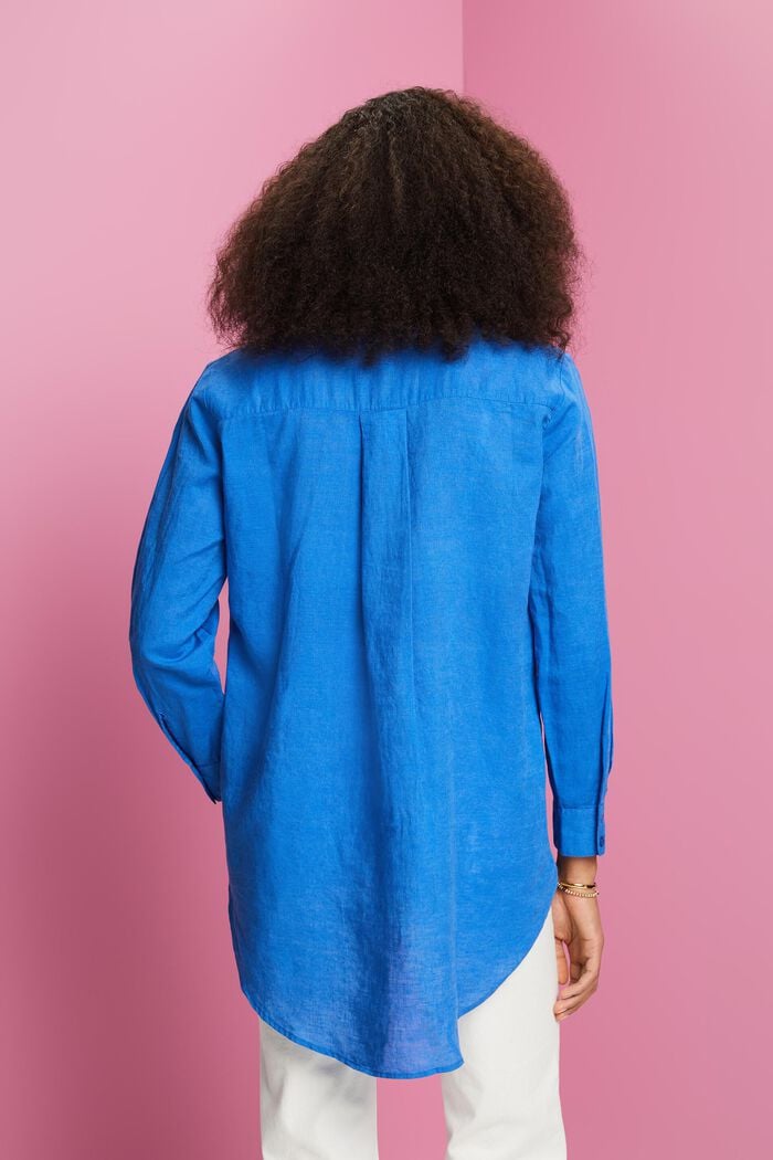 Linen-Cotton Blend Shirt, BRIGHT BLUE, detail image number 3